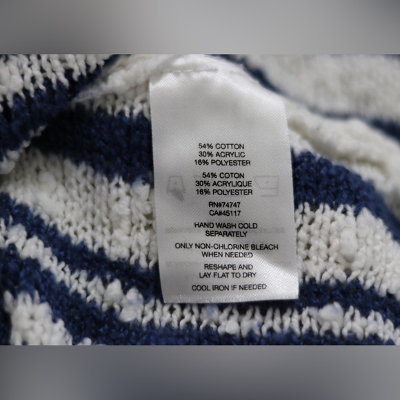 Beige blue and white Natural Reflections knit sweatshirt - Picture 5 of 7